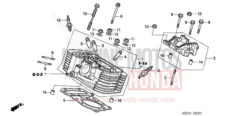 REAR CYLINDER HEAD for Shadow Aero CANDY BLAZE ORANGE (YR196BB) from 2006